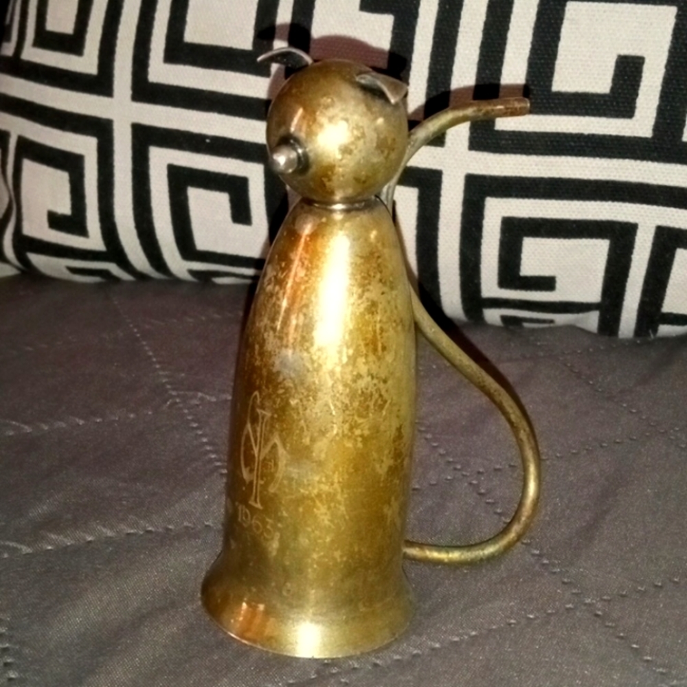 Vintage Napier Cat Shaped Shot Glass Mid Century Modern Silver Plated 1 oz Cup